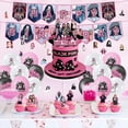 thumbnail image 5 of 102 piezas de decoraciones de cumpleaños de color negro y rosa, suministros para fiestas de niñas de color negro y rosa, incluyen pancarta de cumpleaños, adorno para pastel, adornos para magdalen, 5 of 5