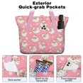 thumbnail image 2 of Tote Bag for Women - Pink Christmas Santa Pattern Shoulder Bag - Large Utility Work Duffle Bag with Zipper Handbag for Travel, Work, Sprots, 2 of 5