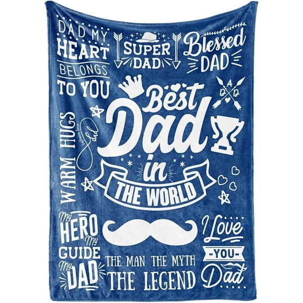 LHSHID Father's Day Birthday Gifts for Dad to My Dad Gifts from Daughter Son Best Dad Gifts Ideas Soft Throw Blanket Best Dad Ever Blue 40"x50"