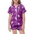 thumbnail image 5 of Shadoumai Silk Halloween Pajamas Button Up Pumpkin Print Button Down Short Sleeve Pjs Silk Tops and Shorts Soft Home Clothes Sleepwear for, 5 of 5