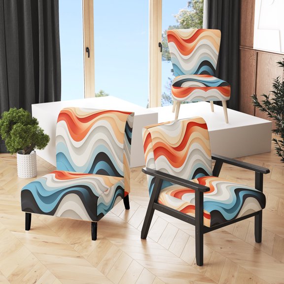 Designart "Delirium of Straight Lines in Op Art II" Multi-Color Modern Upholstered Accent Chair - Modern Arm Chair For Bedroom