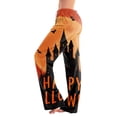 thumbnail image 2 of Halloween Pajama Pants for Women Ghost Witch Hat Elastic High Waist Spooky Pajama Pants Candy Pumpkin Drawstring Funny Sleep Pants, M, 2 of 5
