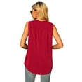 thumbnail image 5 of Uvplove Women's Summer Sleeveless Chiffon Tank Tops Loose Casual V Neck Shirt Red S-2XL, 5 of 7