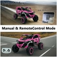 thumbnail image 2 of iRerts 12V Powered Ride on Toys UTV, Kids Ride on Cars with Remote Control, Bluetooth, Music, LED Lights, 4 Wheels Suspension, Kids Cars Electric Vehicles for Boys Girls Ages 3-6 Gifts, Magenta, 2 of 7