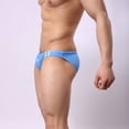 thumbnail image 3 of Lovskoo Panties Stretch for Men Low Waist Solid Color Striped Drawstring Spring Quick Dry Swimming Briefs Light blue, 3 of 9