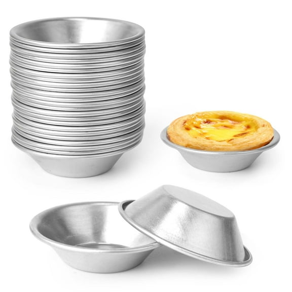 Reusable Aluminum Tart Molds, 24-Pack Nonstick Mini Pie Pans for Baking Egg Tarts, Cupcakes & Desserts