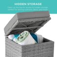 thumbnail image 3 of JJUN Set of 2 Wicker Ottomans, Multipurpose Outdoor Furniture for Patio, Backyard, Additional Seating, Footrest, Side Table w/Storage, Removable Cushions - Gray/Gray, 3 of 15