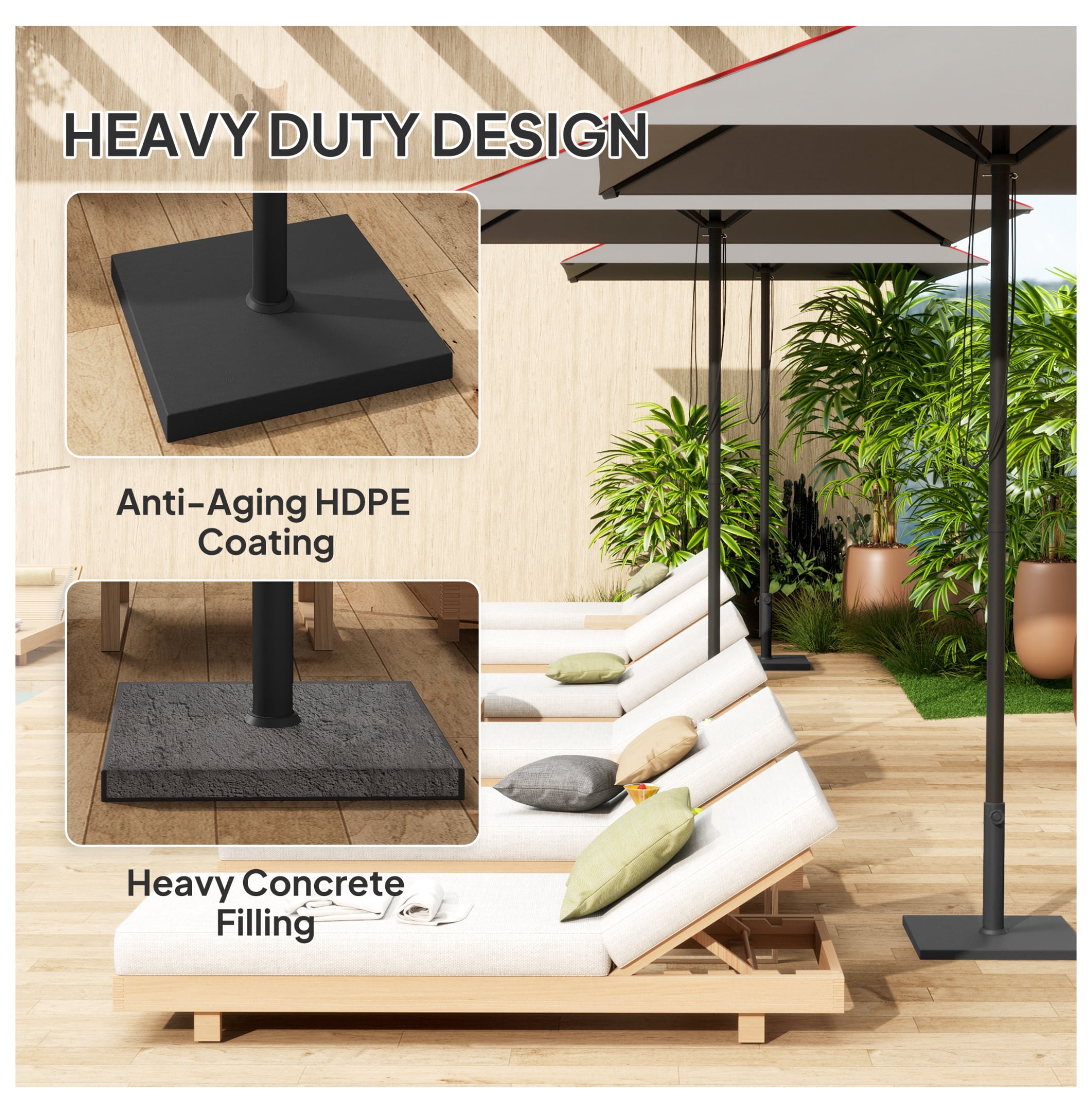Patio Umbrella Base, 40 lbs Concrete Heavy Duty Umbrella Base, Outdoor Umbrella Stand Patio Umbrella Holder for 1.5"/1.9" Umbrella Poles for Outdoor, Lawn, Poolside, Black