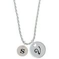 thumbnail image 1 of Delight Jewelry Silvertone Disc 1/2'' Initial - s - Silvertone Script Initial Disc - V - Charm Necklace, 20"+3", 1 of 4