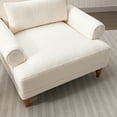thumbnail image 3 of GDF Studio Boucle Upholstered Accent Chair, with Pillow Wood Frame and Legs, Beige, 3 of 9