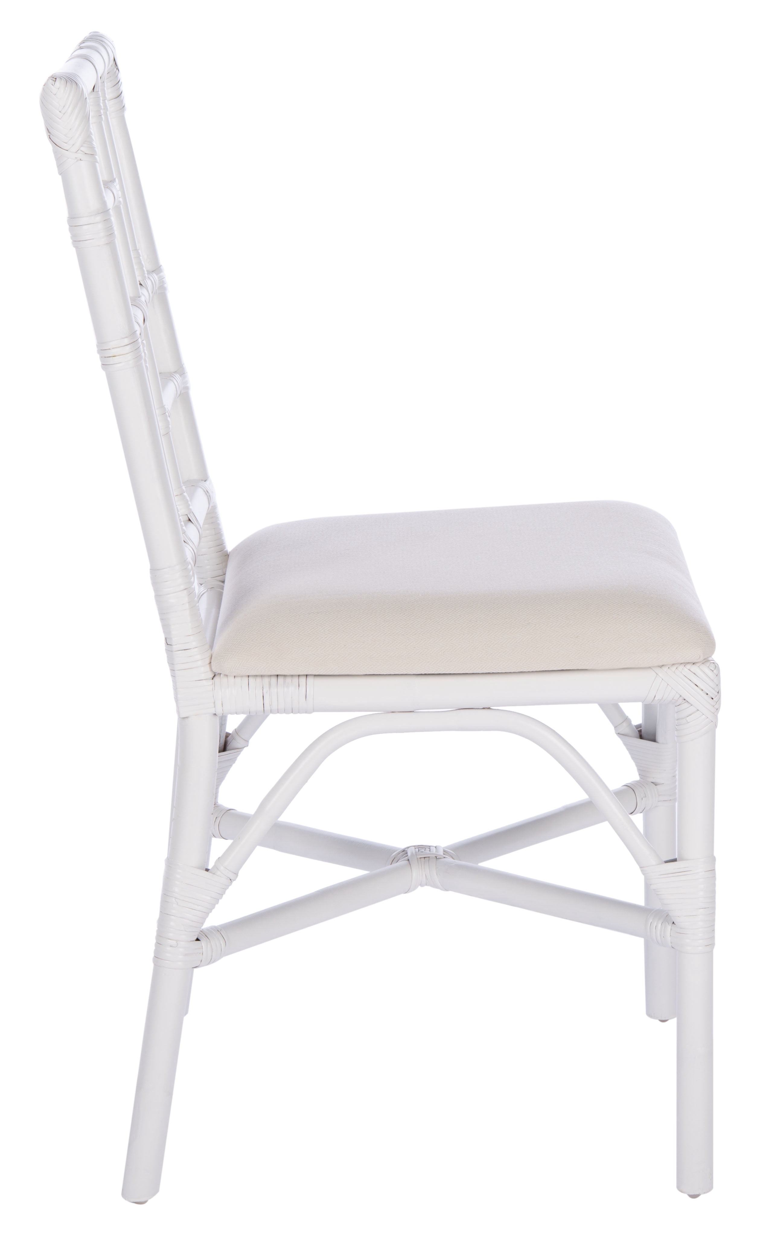 SAFAVIEH Christine Glam Accent Chair w/Cushion, White, Set of 2