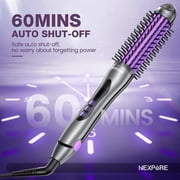 NEXPURE Curling Iron, Ionic Hair Curler Brush and Straightener 2 in 1 for All Hair Types, 30s Fast Heat, Purple