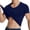 Navy, variant on Summer Fitness Men's Solid Color V Neck Short Sleeve Pullover T-Shirt Seamless Stretch Tight-Fit Quick-Dry Breathable Athletic Tee for Gym Workout