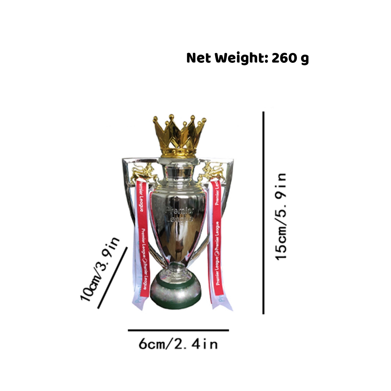 4 Sizes Silver European England Soccer League Champion Trophy with Keychain for Fan Collectibles Souvenir Home Office Decor Ornament,silver