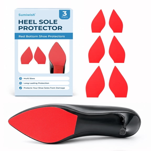 Sumiwish Pre-cut Red Bottom Heel Sole Protectors Anti-slip 3 Pairs for Women High Heels