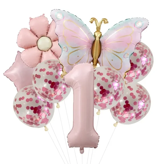 Butterfly Balloons 5th Birthday Decor for Girls Pink Butterfly Foil Balloons for Butterfly Themed Party Wedding Birthday Decors