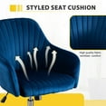 thumbnail image 3 of Modern Velvet Office Home Leisure Chair with Universal Wheels, Height Adjustable Swivel Accent  Armchair with Stainless Steel Chair Legs, Upholstered Vanity Chair for Kitchen & Dining Room, Dark Blue, 3 of 8