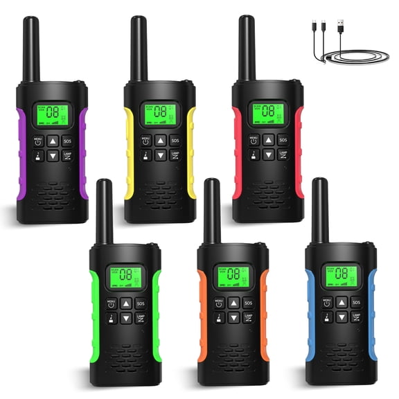 Walkie Talkie for Kids Rechargeable 6 pack, Family Walkie Talkies Long Range with LED Flashlight