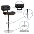 thumbnail image 2 of Walnut Bentwood Adjustable Height Barstool with Button Tufted Black Vinyl Seat, 2 of 9