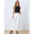 thumbnail image 4 of DARING DIVA Women's Ribbed Knit Tank Crew Neck Crop Tassel Trim Vest XS Black, 4 of 6