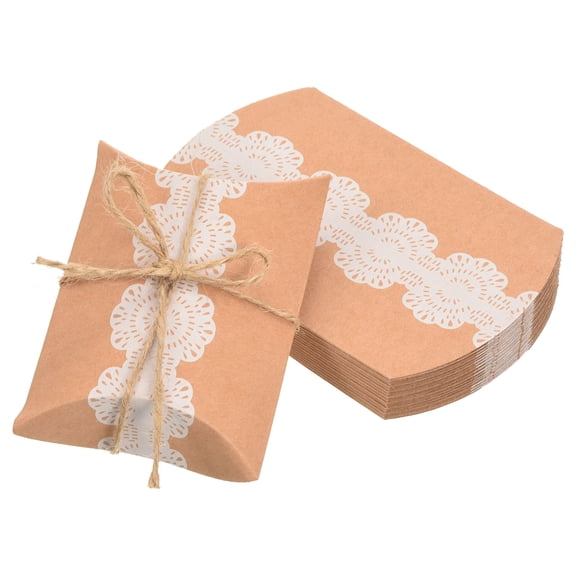 Uxcell Pillow Boxes, 50Pcs Wedding Gift Box with Ropes 2.56 x 2.56 inch for Wedding Yellow