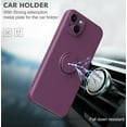 thumbnail image 3 of Funda de color sencillo para iPhone 14 Plus con soporte de anillo, placa metálica para carga magnética, diseño antigolpes y soporte giratorio de 360 grados., 3 of 5