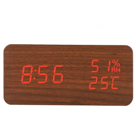 Wooden LED Digital Alarm Clock Voice Control Rectangular Desk Clock with Temperature & Humidity Wooden LED Digital Alarm Clock Voice Control Rectangular Desk Clock with Temperature & Humidity 4