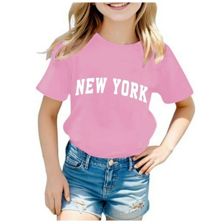 

Girls T Shirts Shirts Teen Boys Casual Crew Neck Short Sleeve Letter Girl T-Shirts Y2K
