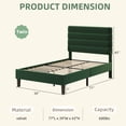 thumbnail image 6 of 4 Ever Winner Twin Size Platform Bed Frame, Horizontal Stitched Green Velvet Headboard, Durable Wooden Slat Support, Anti-Squeak Design, No Box Spring Needed, 6 of 9