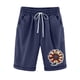 thumbnail image 1 of Pantalones Cortos Casuales Impresos de la Cintura Elástica con Bolsillos, Pantalones Casuales para Todo el Uso Diario de la Temporada, 1 of 3