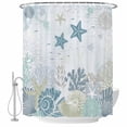 thumbnail image 2 of Coastal Coral Shower Curtains for Bathroom, Summer Beach Conch Starfish Ocean Waterproof Fabric Shower Curtain, Decorative Bathroom Curtain for Bathtub, 66"x72" , No Hooks Included, 2 of 9