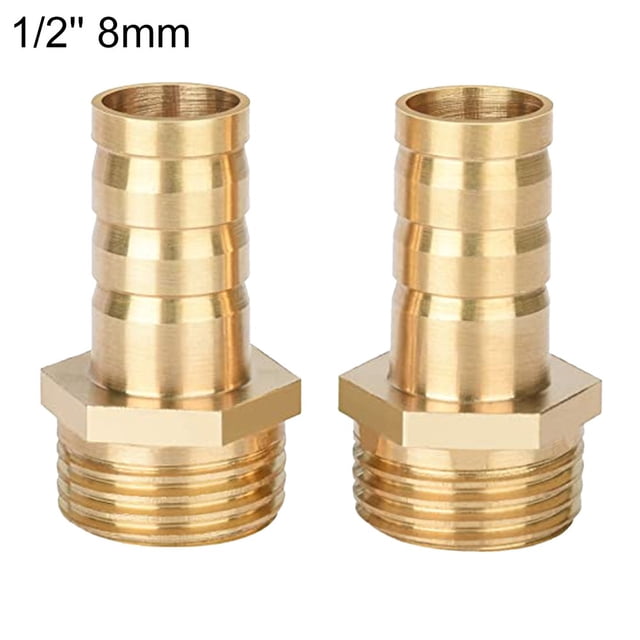Brass Hose Connector Adapter Screw Connection 1/2" Nozzle (6mm-16mm) 2 Pcs 8mm 1/2''