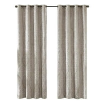 Pemberly Row Knitted Jacquard Damask Total Blackout Grommet Top Curtain Panel