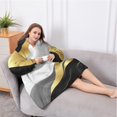 thumbnail image 5 of Oversized Wearable Blanket Hoodie,Black Marble Gold Line Pattern Sherpa Blanket Hoodie with Super Pockets,Super Warm Fuzzy Pullover for Women & Men, 5 of 6