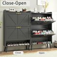 thumbnail image 4 of Shoe Storage Cabinet for Entryway, Shoe Cabinet with 2 Flip Drawers, Narrow Shoe Cabinet, Hidden Shoe Rack Cabinet, Free Standing Wooden Shoe Organizer, Black, 4 of 16