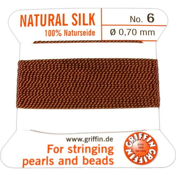 Griffin Silk Beading Stringing Cord & Needle Brown Sz 6