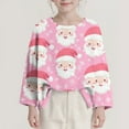 thumbnail image 4 of Blusas y camisas de manga larga con cuello redondo Camisa para niños Camisa de manga larga con estampado navideño Cuello redondo Top corto holgado de moda Top de poliéster para niña, 4 of 8