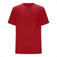 thumbnail image 4 of AHTJRT Men's Lightweight Band Collar Short Sleeve Henley Shirt for a Soft and Regular Fit Wine 3XL, 4 of 6