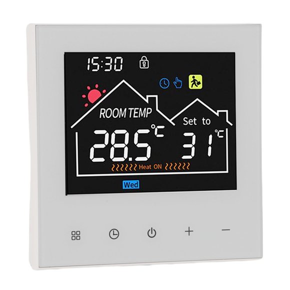 LCD Display Thermostat, Smart Thermostat Touchscreen Programmable Color, Temperature Controller for Water Heating, Includes With High Definition Display, Memory