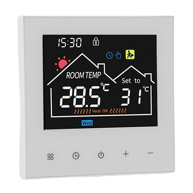 LCD Display Thermostat, Smart Thermostat Touchscreen Programmable Color, Temperature Controller for Water Heating, Includes With High Definition Display, Memory