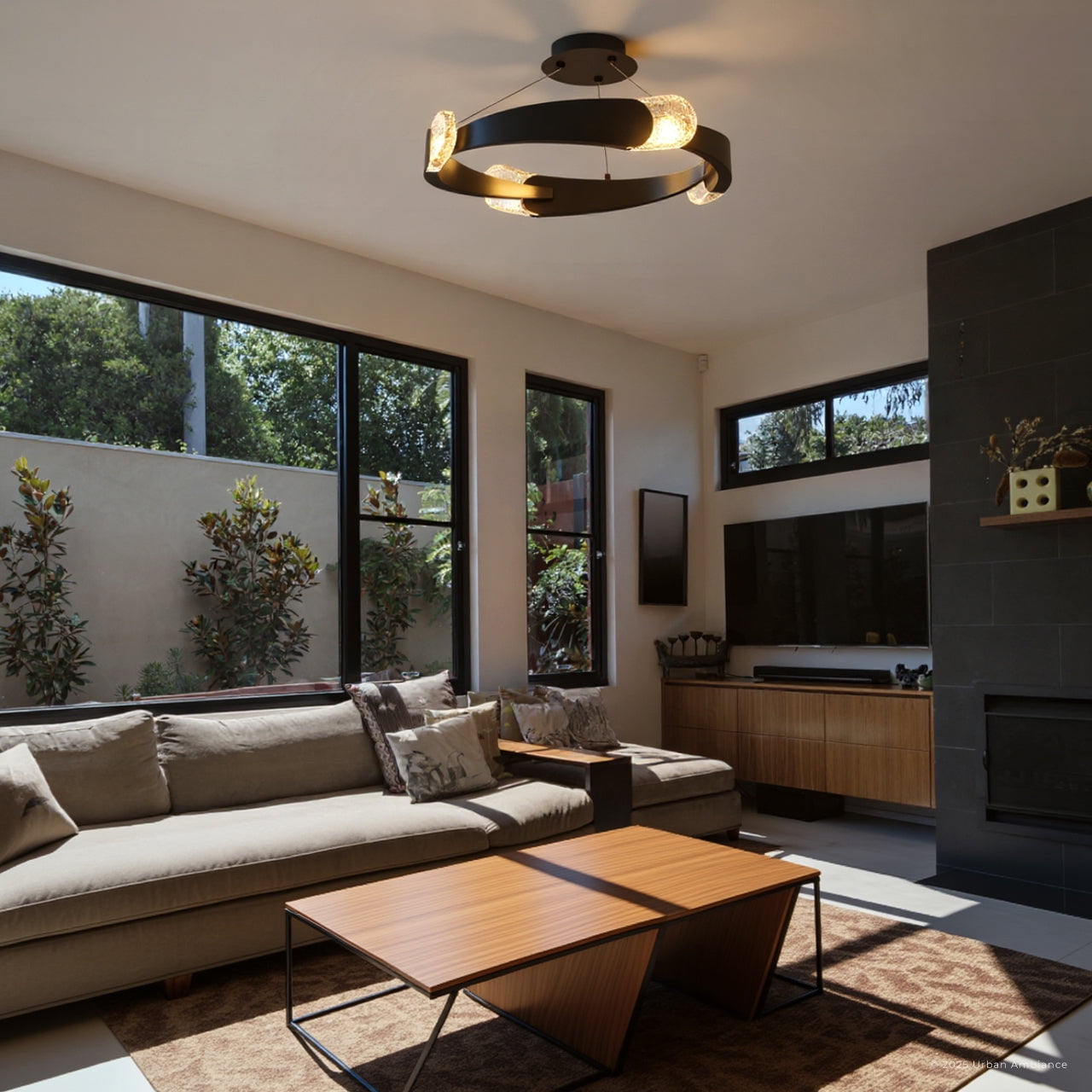 Luxury Contemporary Ceiling Light, Matte Black, UQL6320