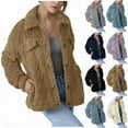 thumbnail image 6 of qucoqpe Winter Fleece Warm Jacket for Women Trendy Casual Button Down Lapel Plushy Coat with Pockets, 6 of 6