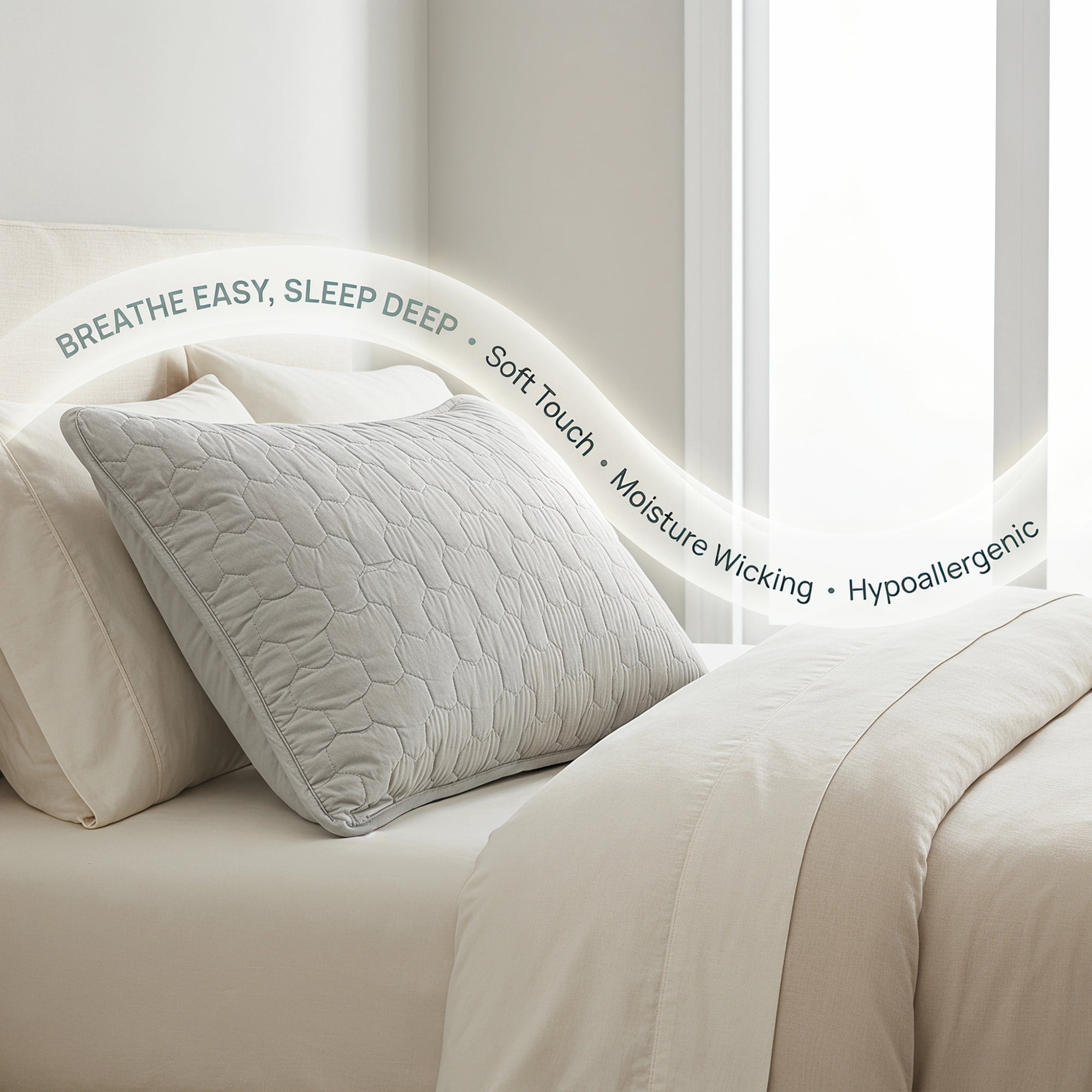 Unique Bargains Pillow Protectors Breathable Hypoallergenic Polyester Covers Gray