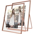 thumbnail image 1 of Gold Floating Frame ;x; Vertical Set For Picture x x x Tabletop Shelf Photo Frame Classy For Wedding Birthday Anniversary Home or Office Decor, 1 of 9