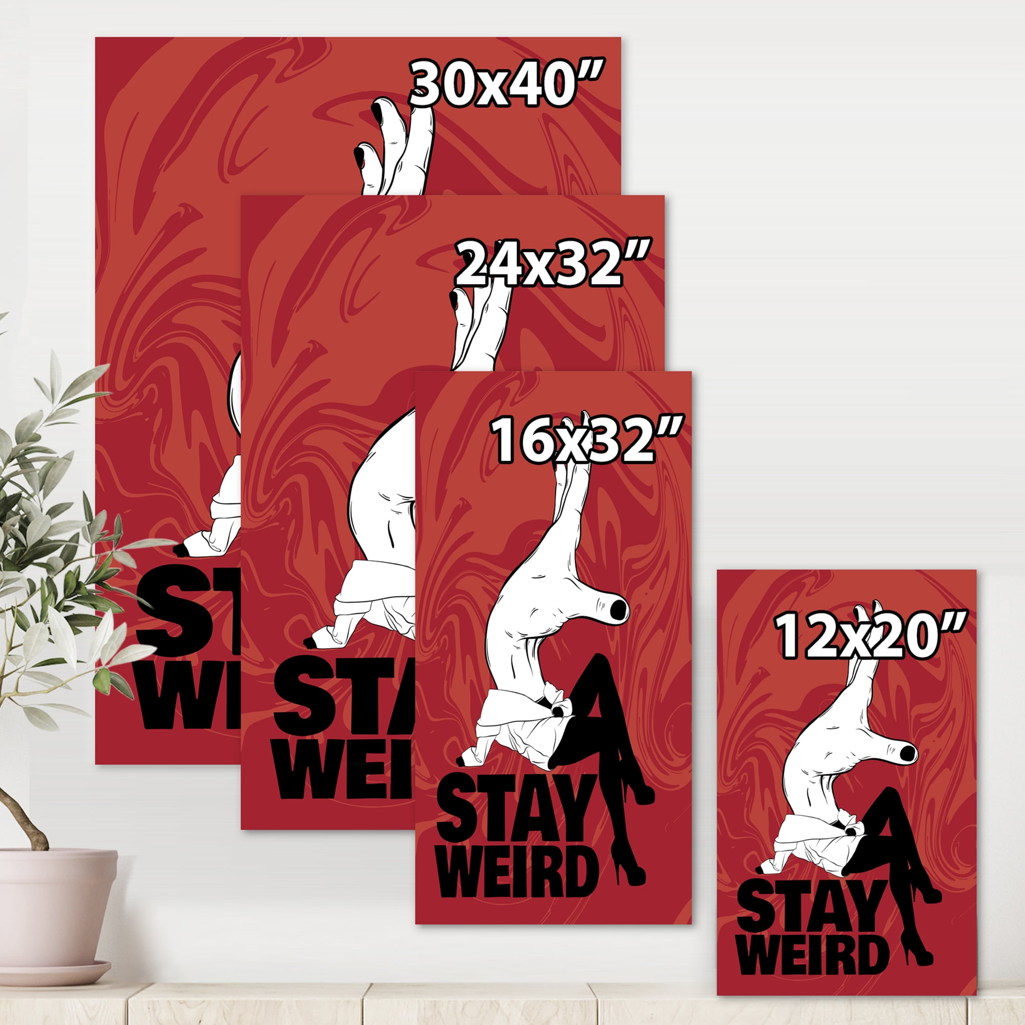 Designart ' Stay Weird Hand Sign ' Vintage Canvas Wall Art Print