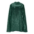 thumbnail image 5 of Zedker Women's Sparkly Cloak Sleeve Evening Mini Dress Elegant Stand Collar Shiny Sequins Cocktail Party Short Cape Dresses Holiday Party Dresses Plus Size Green L, 5 of 7
