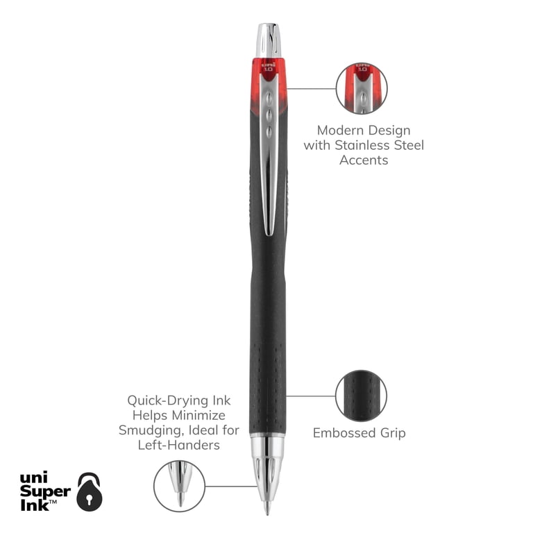 Recambios Para Bolígrafo Uni-Ball Jetstream - Punto Grueso 1.0 Mm, Tinta Negra, Pack De 6, Secado Rápido Y Resistente Al Agua