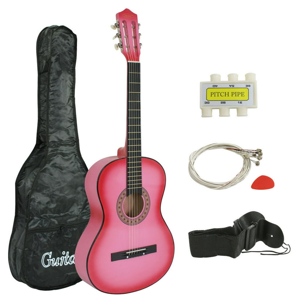 Zeny 38" Pink Acoustic Guitar Set for Kids Beginners Music Lovers