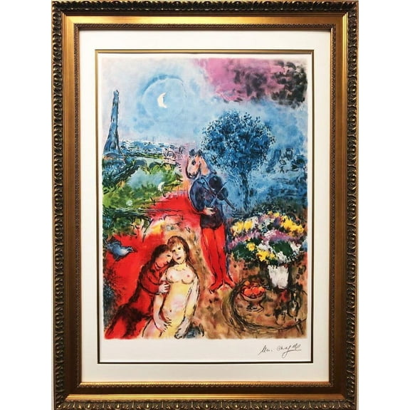 Marc Chagall "Serenade" RARE Custom Framed Art 25 Color Lithograph Generic