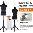 thumbnail image 3 of YRLLENSDAN 59-67 Inch Mannequin Body Dress Mannequin with Stand Height Adjustable Sewing Mannequin Female Mannequin Full Body Dress Forms Dress Form Mannequin for Sewing Mannequin Torso Female, Black, 3 of 7